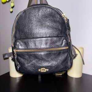 Coach Black Leather,  Fabric Interior and Back.